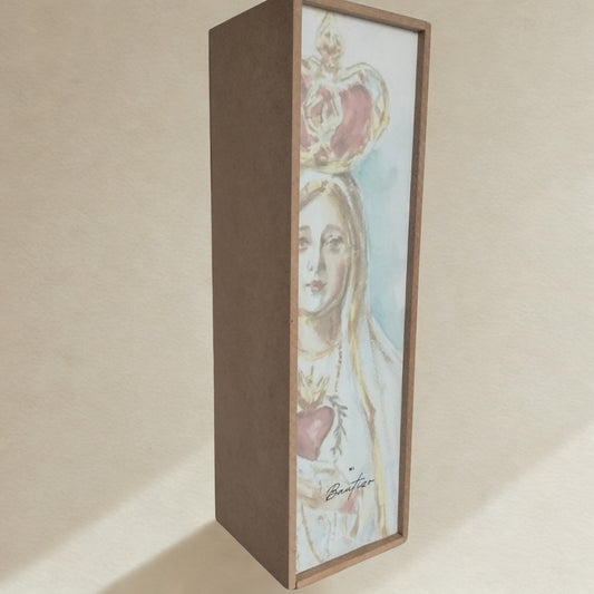 Caja de Madera "Virgen de Fátima Azul"