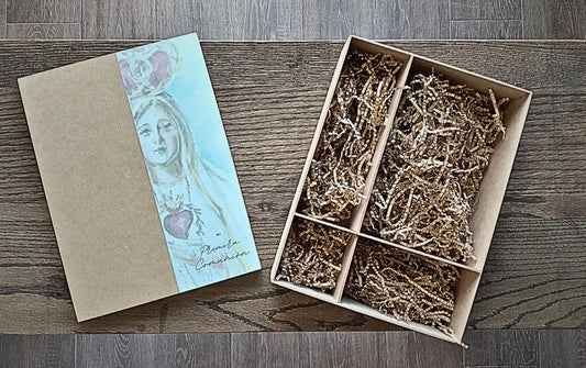 Caja de Madera " Virgen de Fátima Azul"